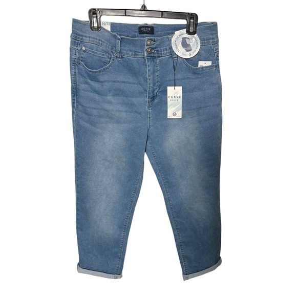 Curve Appeal Tummy Tucking Tech Crop Jeans Size 14/32 NEW Shaping‎ Selvedge - Picture 1 of 8